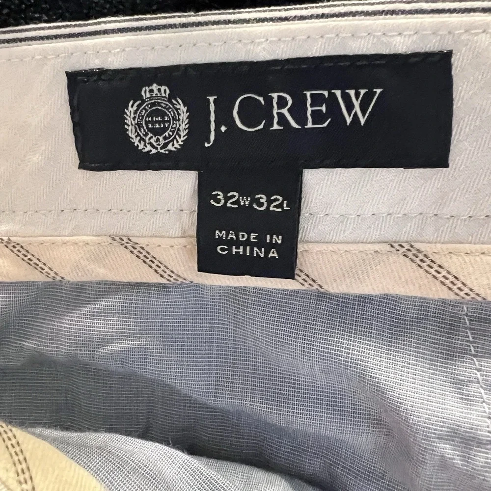 J. Crew‎ Mens Striped Flat Front Chino Pants Size 32W 32L Casual Dress Trousers
